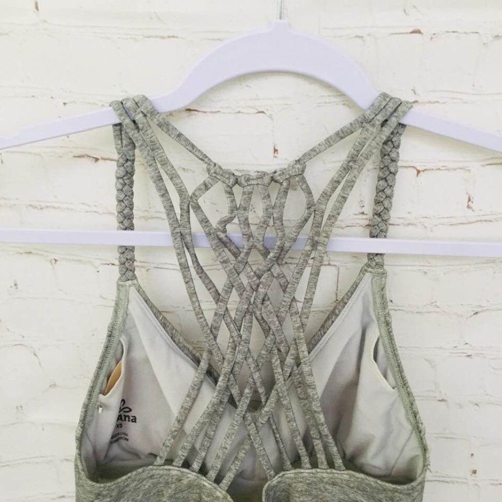 Prana Tankini Swim Top Heather Gray Braided Racerback V Neck Size XS - Picture 5 of 10